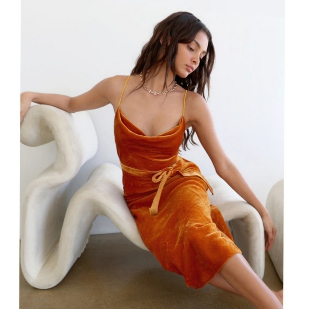 Adelyn Rae Zana Velvet Cowl Neck Slip Dress - Picture 10 of 11